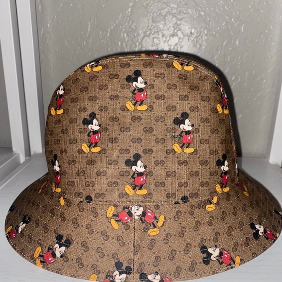 🔥 SOLD 🔥 AUTHENTIC GUCCI X MICKEY GG SIGNATURE MONOGRAM BUCKET HAT SZ M HTF - Picture 6 of 11